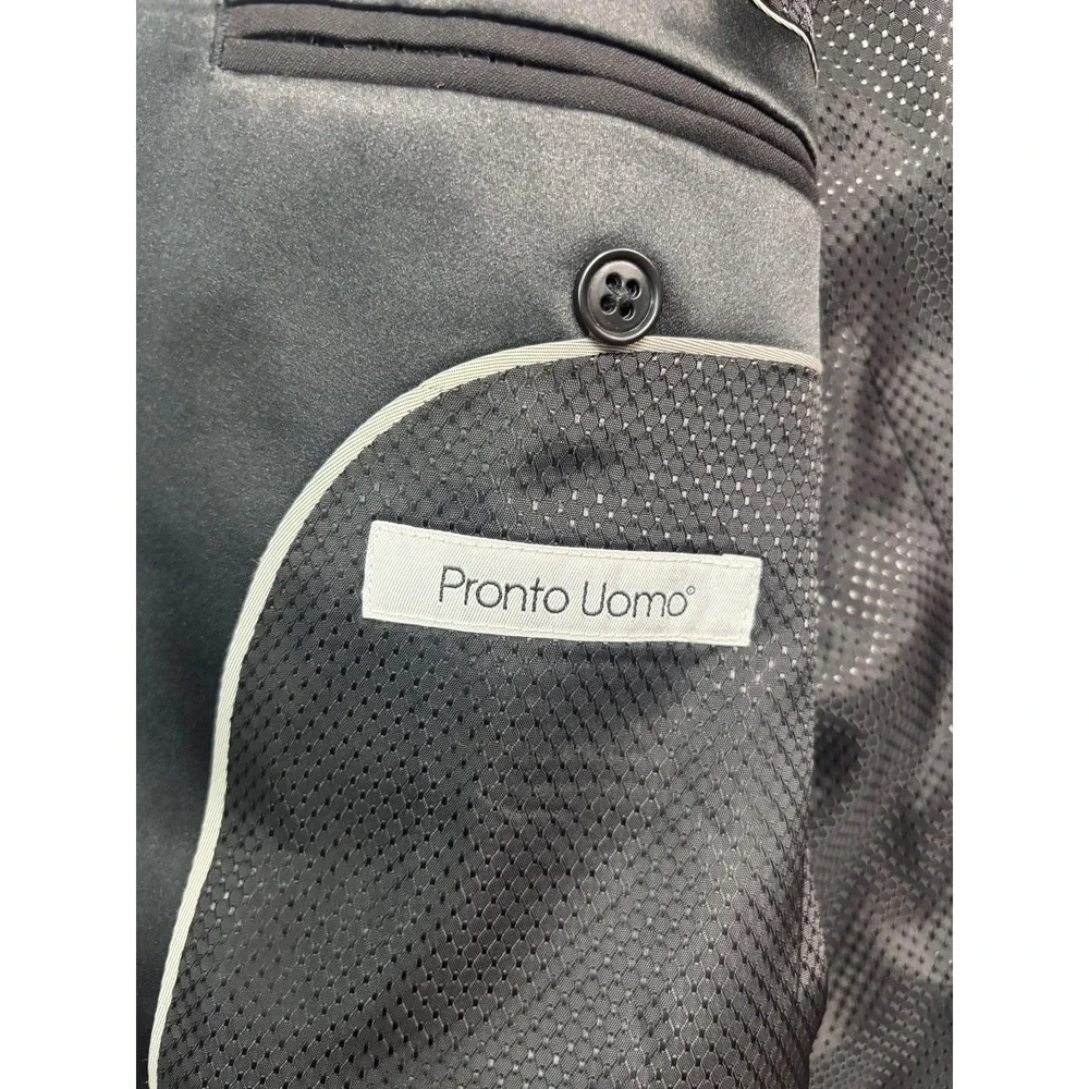Pronto Uomo 48R 43x33 Black Tuxedo 2pc Pant Suit Wool Formal Evening Dinner Tux